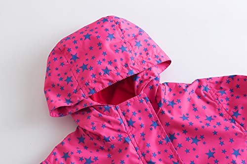 YoungSoul Chaqueta Impermeable para Niña - Cortavientos con Forro Polar y Capucha- Abrigo Deportivo Primavera Otoño, Rojo, 11-12 años/150