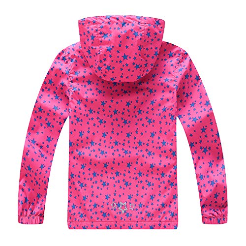 YoungSoul Chaqueta Impermeable para Niña - Cortavientos con Forro Polar y Capucha- Abrigo Deportivo Primavera Otoño, Rojo, 11-12 años/150