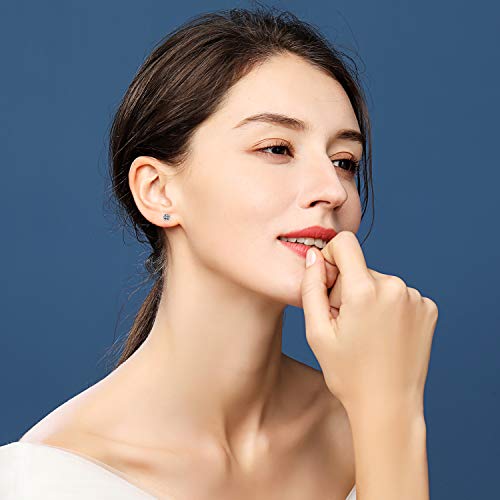 YOURDORA 3 Pares Plata de Ley 925 Pendientes Tous Mujer con Cristal de Swarovski Sencillo Joyería Elegante 3mm 5mm 7mm (White)