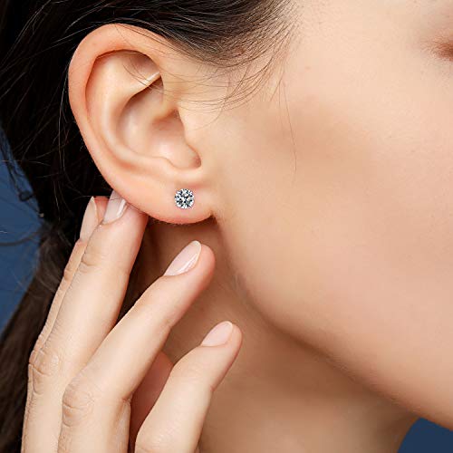 YOURDORA 3 Pares Plata de Ley 925 Pendientes Tous Mujer con Cristal de Swarovski Sencillo Joyería Elegante 3mm 5mm 7mm (White)