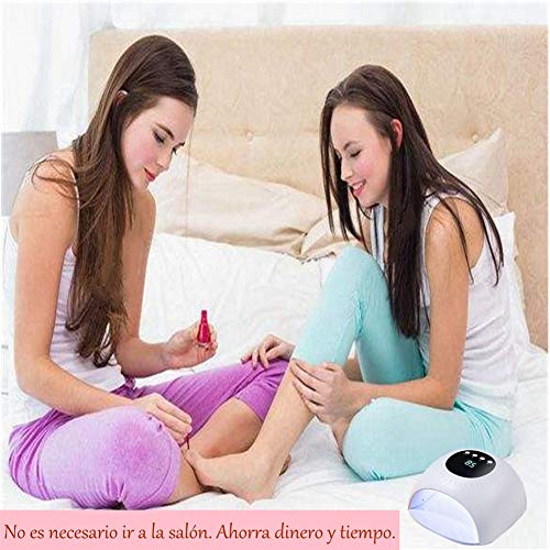 Yoyika Secador de Uñas Profesional, Lámpara LED/UV 60W con 4 Temporizadores(30s, 60s, 90s, 99s) y Sensor Automático para Esmalte de Uñas de Gel, Lámpara de Secado Rápido para Manicura/Pedicura