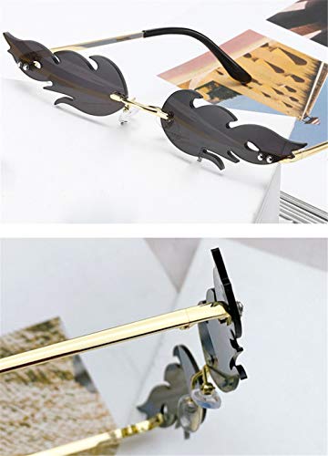 YTJHFA Gafas de sol de llama/espejos polarizantes/gafas de sol de moda de moda/gafas de sol sin marco de metal/gafas europeas-americanas/ligero/de gama alta/personalidad, rojo, 150 x 150 x 58 mm