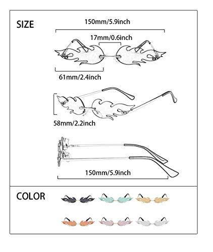 YTJHFA Gafas de sol de llama/espejos polarizantes/gafas de sol de moda de moda/gafas de sol sin marco de metal/gafas europeas-americanas/ligero/de gama alta/personalidad, rojo, 150 x 150 x 58 mm