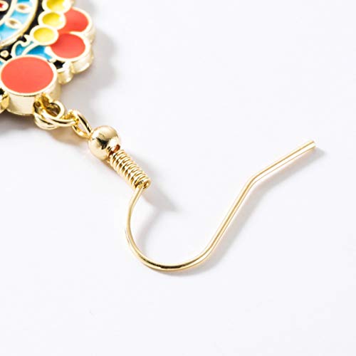 YTM® Joyería étnica Pendientes de Las Mujeres Opera de Beijing Maquillaje Facial Pendientes Tendencia Nupcial Pendientes Retro (Color : Pink)