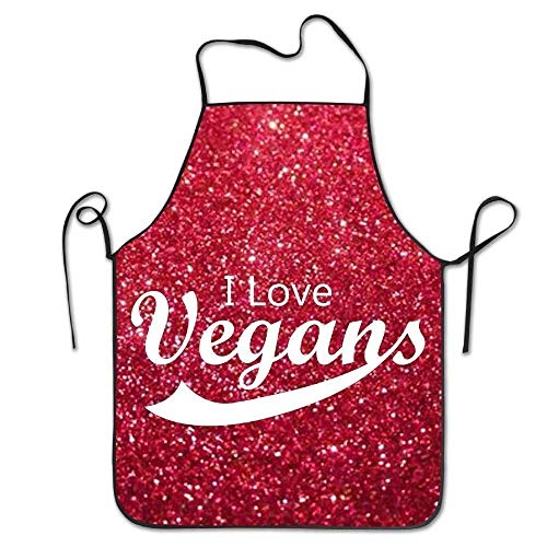 Yuanmeiju I Love Vegans Women's Funny Creative Print Cooking Delantales
