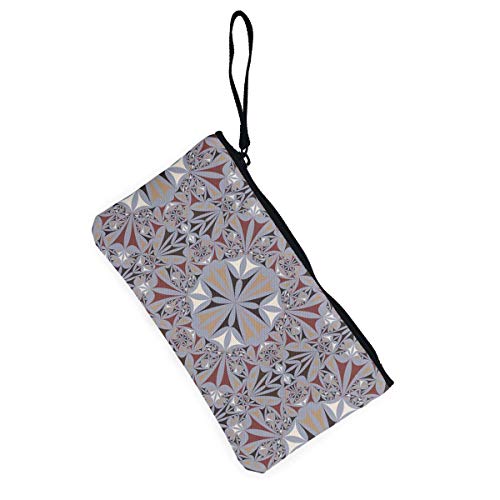 Yuanmeiju Patrón de triángulo Caleidoscopio Textura sin Costuras Lona Linda Cambio Monedero Monedero Bolsa Bolsa Cremallera Titular Monedero Correa de muñeca Maquillaje Estuche de lápices