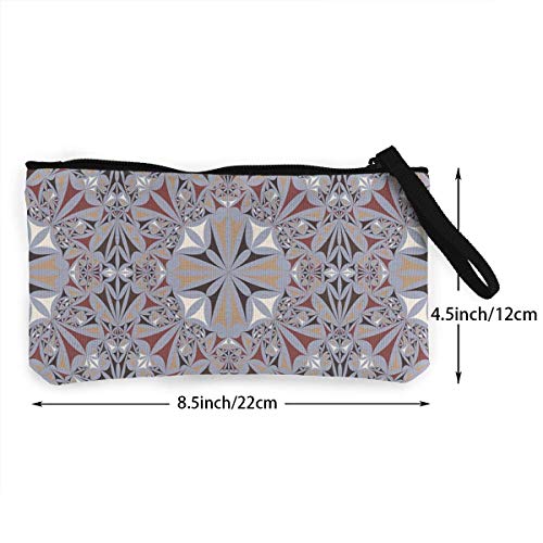 Yuanmeiju Patrón de triángulo Caleidoscopio Textura sin Costuras Lona Linda Cambio Monedero Monedero Bolsa Bolsa Cremallera Titular Monedero Correa de muñeca Maquillaje Estuche de lápices