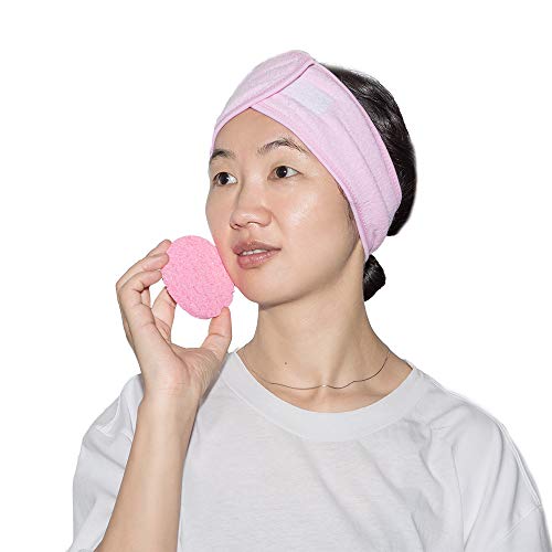 YuCool - Juego de 3 diademas para spa con cinta mágica y 2 cepillos de silicona y 2 esponjas para el tratamiento facial