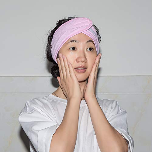 YuCool - Juego de 3 diademas para spa con cinta mágica y 2 cepillos de silicona y 2 esponjas para el tratamiento facial