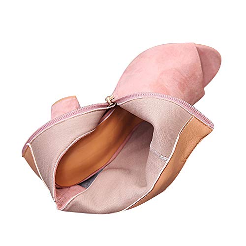 Yudesun Mujer Sandalias de Vestir - Zapatos de tacón Botas Punta Abierta Botines Cremallera Lateral Peep Toe Espalda Abierta Delgado Tacón Alto Rosa 38 EU