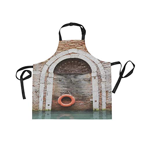 YUDILINSA Delantal Personalizado, nuevos Delantales creativos Delantal de Calidad Profesional,Impresión histórica Italiana de la Puerta de Venecia