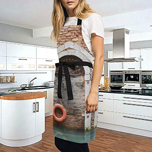 YUDILINSA Delantal Personalizado, nuevos Delantales creativos Delantal de Calidad Profesional,Impresión histórica Italiana de la Puerta de Venecia