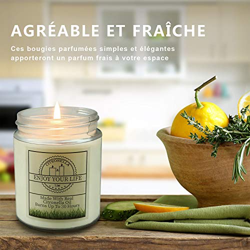 YUE GANG Velas de Citronela para Exteriores, Juego de 4 Velas Antimosquitos, 100% Cera de Soja Natural para Picnic, Fiestas y Eventos Interiores y Exteriores