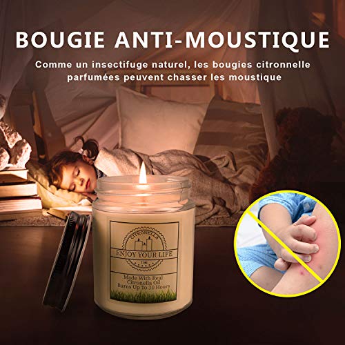 YUE GANG Velas de Citronela para Exteriores, Juego de 4 Velas Antimosquitos, 100% Cera de Soja Natural para Picnic, Fiestas y Eventos Interiores y Exteriores