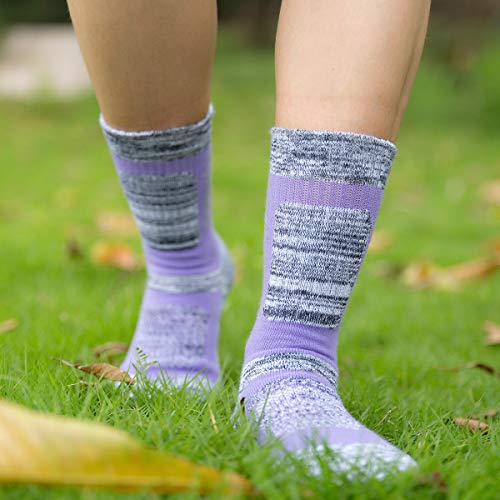 YUEDGE 5 Pares Mujer Calcetines de Senderismo para Trekking Camping Ciclismo Tenis y Otros Deportes, Transpirable, Alto Rendimiento (L)