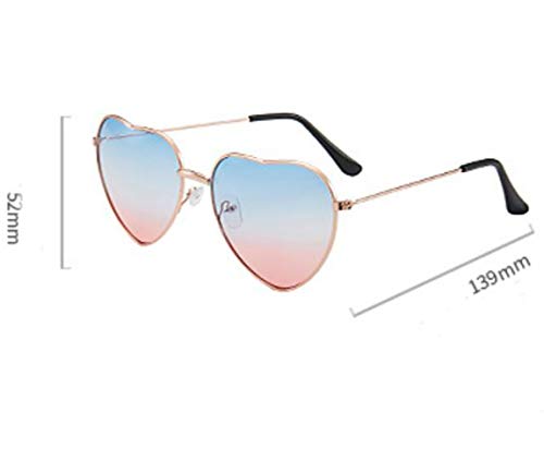 YUEMING 1 par de gafas gafas de sol de moda Gafas de sol en forma de corazón Gafas de sol de corazón de durazno Gafas de Sol de Hippies Marco de metal (Azul)