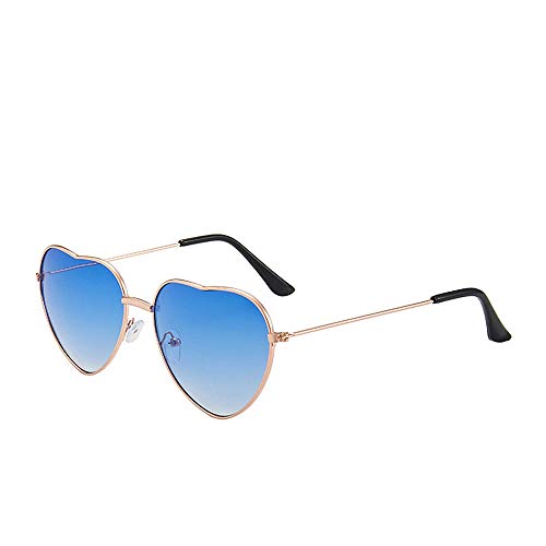 YUEMING 1 par de gafas gafas de sol de moda Gafas de sol en forma de corazón Gafas de sol de corazón de durazno Gafas de Sol de Hippies Marco de metal (Azul)