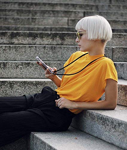 YuhooTech Funda con Cuerda para iPhone 5 / 5S / SE, Carcasa Transparente TPU Suave Silicona Cover Case Cubierta con Colgante Ajustable Collar Correa de Cuello Cadena Cordón, Oro Rosa