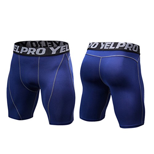 Yujeet Pantalones Cortos De Entrenamiento De Gimnasio Apretado Transpirable para Hombres Baloncesto con Pantalones Cortos De Compresión De Secado Rápido Azul Marino 2XL
