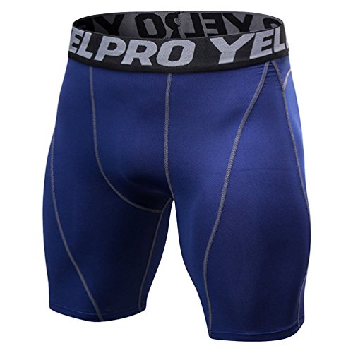 Yujeet Pantalones Cortos De Entrenamiento De Gimnasio Apretado Transpirable para Hombres Baloncesto con Pantalones Cortos De Compresión De Secado Rápido Azul Marino 2XL