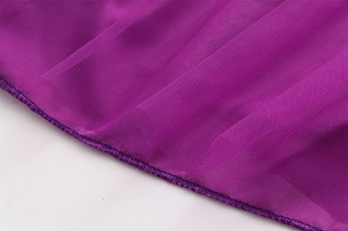 YULUOSHA - Falda de tul larga para mujer, longitud hasta el suelo, con lazo, talle alto, para bodas, fiestas, noche Morado Morado ( 34/48 ES/M