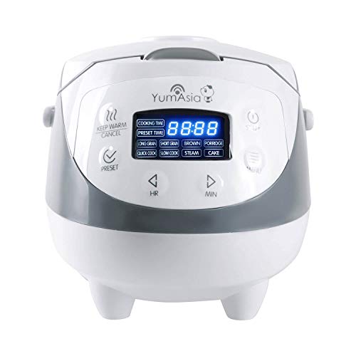 Yum Asia Mini arrocera Panda con tazón de cerámica y lógica Avanzada de Micom Fuzzy -3.5 Taza (YUM-EN06) 4 Funciones de cocción de arroz, 4 Funciones de multicocinas, LED Motouch - 220-240V