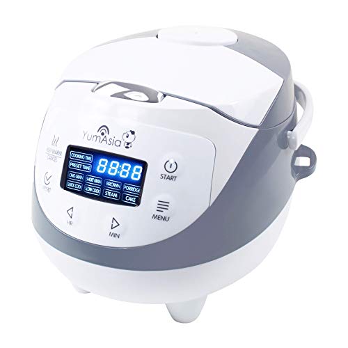Yum Asia Mini arrocera Panda con tazón de cerámica y lógica Avanzada de Micom Fuzzy -3.5 Taza (YUM-EN06) 4 Funciones de cocción de arroz, 4 Funciones de multicocinas, LED Motouch - 220-240V