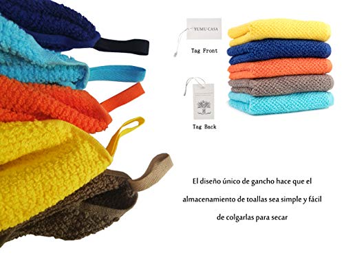 YUMU CASA Juego de 5 Toallas de Mano y Cara con Gancho de algodón Suave Absorbente para bebé y niños/Toalla de Cocina/Baberos de bebés/Toalla de Sudor para niños (50 x 25 cm)