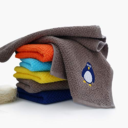 YUMU CASA Juego de 5 Toallas de Mano y Cara con Gancho de algodón Suave Absorbente para bebé y niños/Toalla de Cocina/Baberos de bebés/Toalla de Sudor para niños (50 x 25 cm)