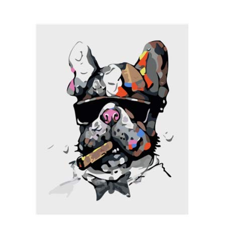 YUNYONG DIY Pintura Al Óleo por Números Imagen Perro Colorido Imagen Decoración del Hogar para Sala De Estar Mano 40X50Cm