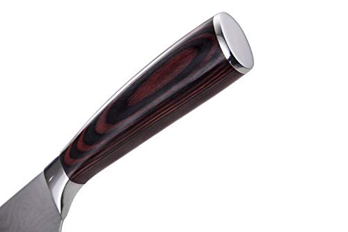 YuShu - Cuchillo de Cocina, Cuchillo Profesional japonés, Cuchillo de Damasco, Hoja de Acero Inoxidable de 20 cm, Hoja Afilada, Mango ergonómico Antideslizante - Gift Box