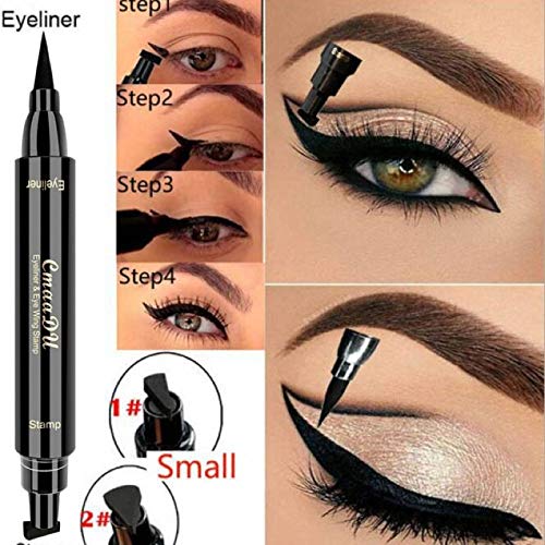 YUYON 1 Delineador De Ojos Negro con Sello De Doble Cabeza 2 En 1, Adecuado para Decoración De Ojos,Small