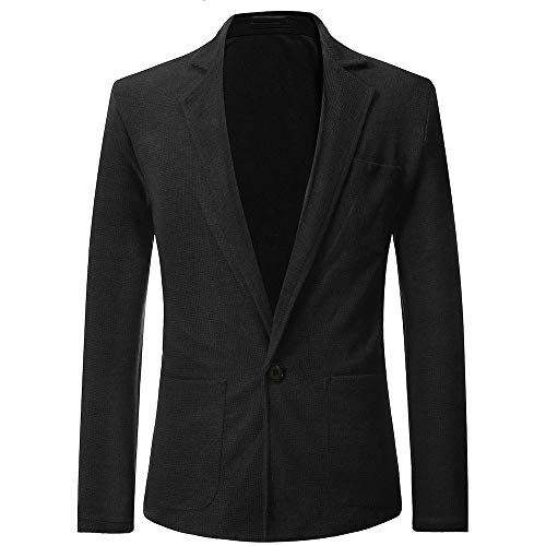 Yvelands Abrigos y Chaquetas Deportivas para Hombre, Traje de Manga Larga con Corte Formal, Gabardina, Blusa Superior(Black,XXL)