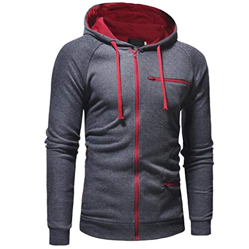 Yvelands Jersey de Cuello Alto de Hombre, Otoño Invierno Sudadera con Capucha de Manga Larga con Cremallera Completa sólida Sudadera con Capucha Superior Outwear Coat, Ofertas de liquidación!