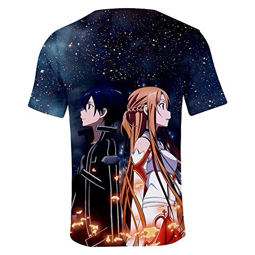 Ywfzzxs Camiseta Tops 3D Camisetas De Moda Undershirt Manga Corta Unisex Novedad Disfraz HD Anime Impresión Sword Art Online