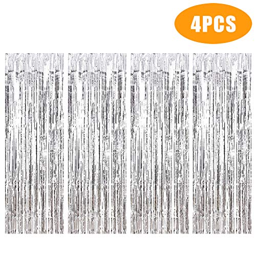 YWILL Cortinas de Malla Metálica/Cortina de lámina/Decoración Fondo para Franjas de Bodas/Cumpleaños, Decoraciones Bricolaje Fotomatón/Festival Navidad Halloween/Fondo de Ventana/Puerta Apoyos Foto