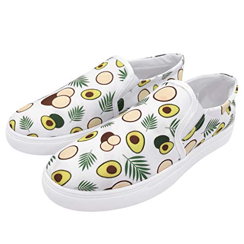 YWLINK Zapatos Casuales De Las Mujeres TamañO Grande Transpirables Zapatillas De Secado RáPido CóModo Mocasines Estampado De Moda De Aguacate Fiesta Ciclismo Yoga De La Aptitud(Blanco,42EU)