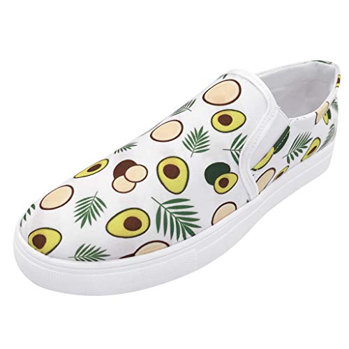 YWLINK Zapatos Casuales De Las Mujeres TamañO Grande Transpirables Zapatillas De Secado RáPido CóModo Mocasines Estampado De Moda De Aguacate Fiesta Ciclismo Yoga De La Aptitud(Blanco,42EU)