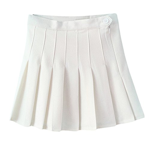 Yying Minifaldas Plisadas con Cintura Alta de Mujer Falda Escolar con Patinadora Blanca para niñas