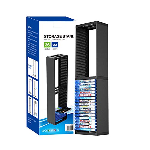 YYKJ Rack de Almacenamiento de CD Ps4, Accesorios ps4 Slim/Pro, 36 Torres de Almacenamiento de Juegos y Soporte de Almacenamiento Vertical para Discos de Juegos (Negro)