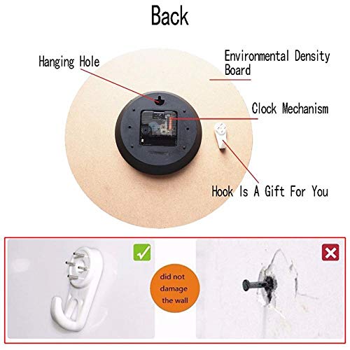 YYZCM Reloj Elegante de Moda de paisajes Famosos, Reloj de Pared de Madera para Sala de Estar, Sala de Estudio, Reloj de Pared Redondo silencioso,