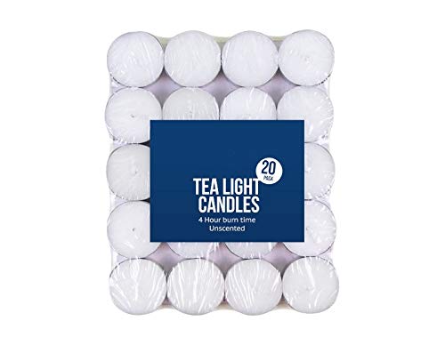 Z-ENTERPRISE X (paquete de 20) Velas aromáticas con velas de té blancas sin perfume | Velas de noche con larga hora de combustión para centros de mesa, bodas, Navidad, spa y decoración del hogar