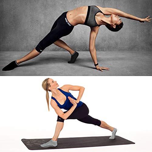 Zacro 4Pcs Calcetines-Yoga Antideslizantes de Mujeres Deportivos para Ejercicio Interior,Cómodo Pilates,Yoga,Fitness,etc (Negro y Gris)