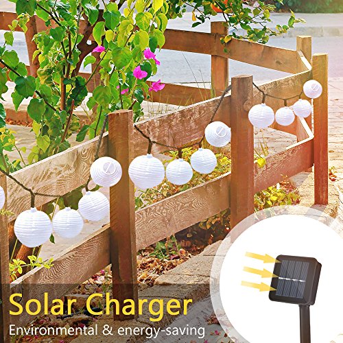 Zaeel Cadena de luces de hadas solares 30 luces de hadas blancas cálidas del LED, 6m Linternas de iluminación solares impermeables de la decoración para la fiesta, jardín, patio y yarda