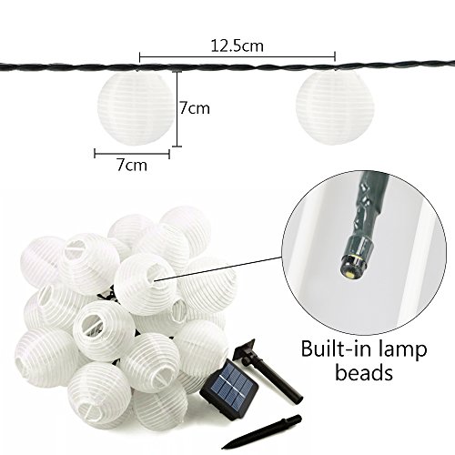 Zaeel Cadena de luces de hadas solares 30 luces de hadas blancas cálidas del LED, 6m Linternas de iluminación solares impermeables de la decoración para la fiesta, jardín, patio y yarda