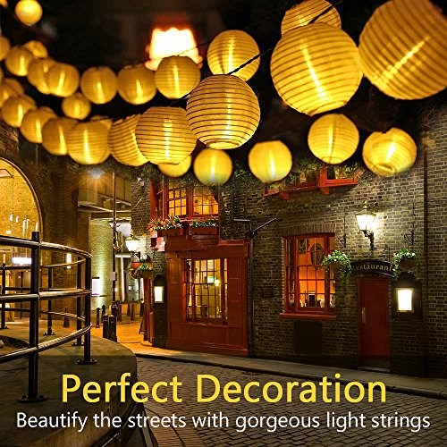 Zaeel Cadena de luces de hadas solares 30 luces de hadas blancas cálidas del LED, 6m Linternas de iluminación solares impermeables de la decoración para la fiesta, jardín, patio y yarda