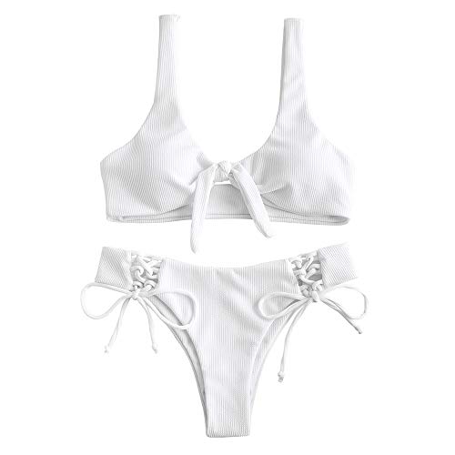 ZAFUL - Bikini brasileño para mujer Blanco S