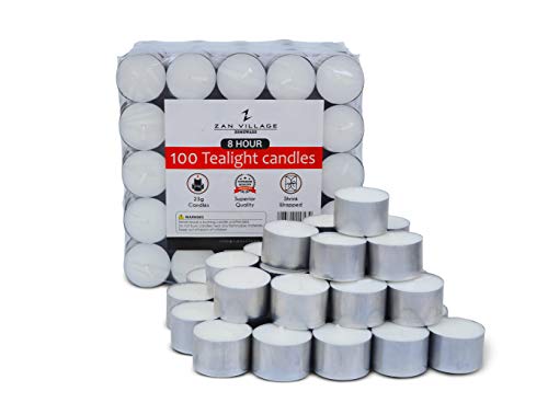 Zan Village Homeware - Velas de té de 8 horas de combustión. 23 g, 100 unidades