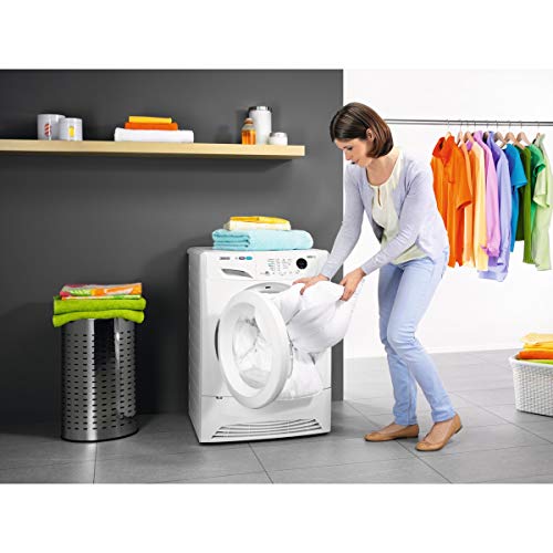 Zanussi ZDH8353W Secadora con Bomba de Calor de Libre Instalación, 8 Kg, Motor Inverter, Programa Antiarrugas, Tambor XXL, Puerta XXL, Filtro EcoFlow, Display LCD, Inicio Diferido, Blanco, A++