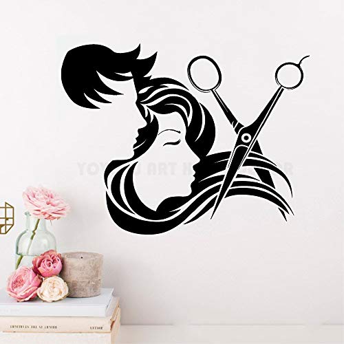 zaosan Salón de Belleza peluquería Etiqueta de la Pared peluquería Maquillaje Pegatinas de Pared Arte del Vinilo Cartel para el Dormitorio Ventana 53x66cm